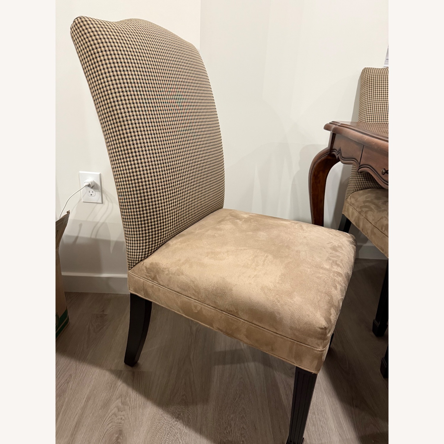 Wood Dining Set with 8 Custom Upholstered Chairs - image-5