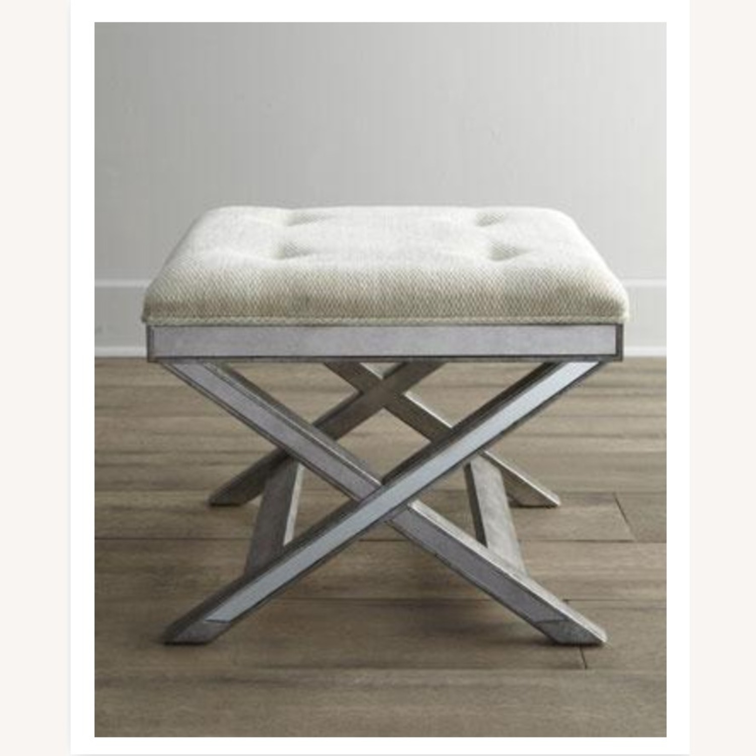 Mirrored X Frame Vanity Stool - image-1