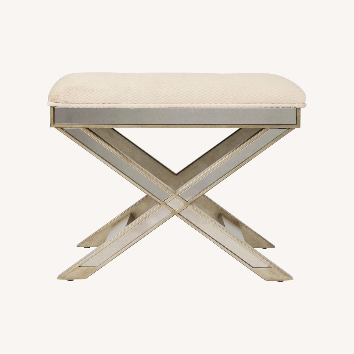 Mirrored X Frame Vanity Stool - image-0