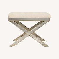 Mirrored X Frame Vanity Stool