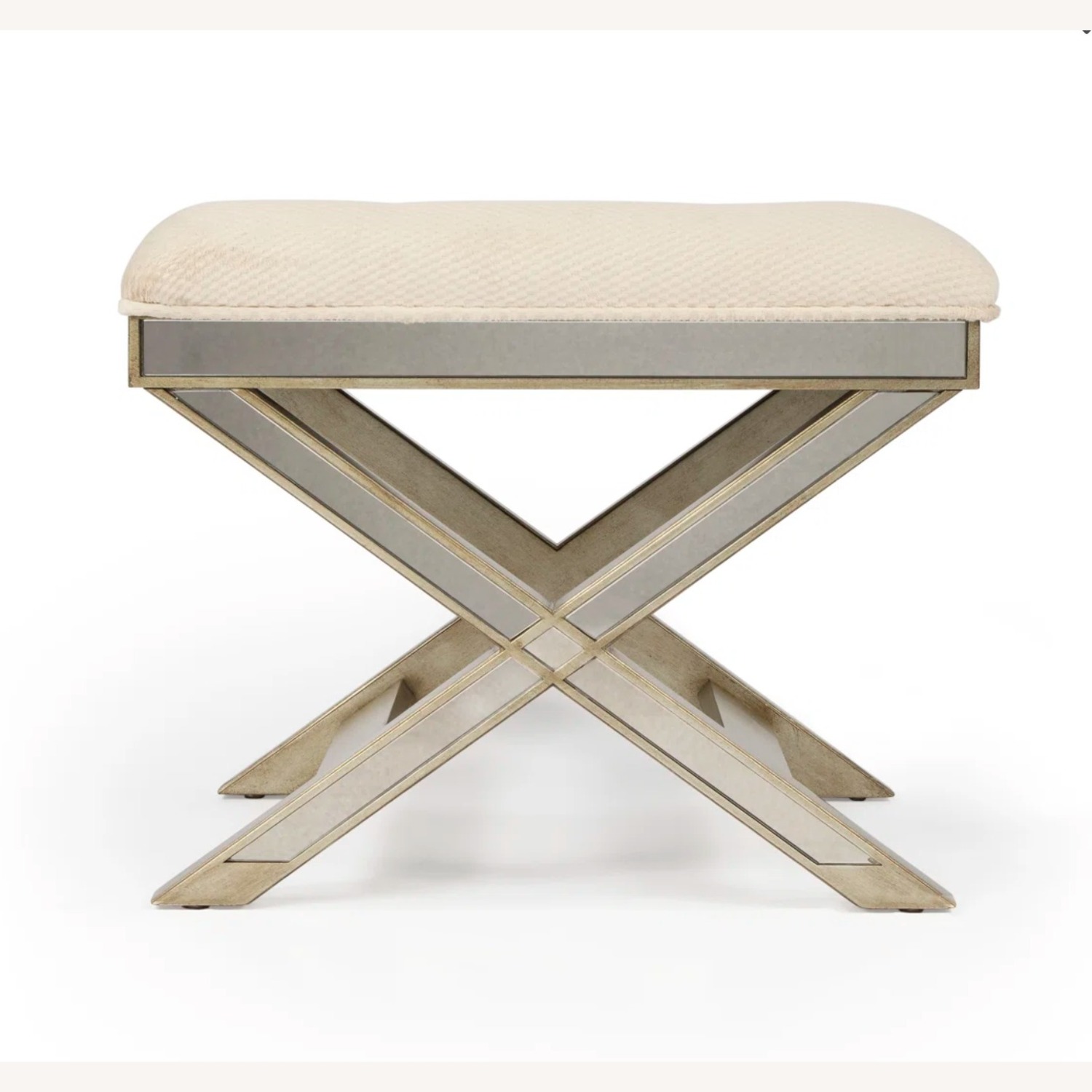 Mirrored X Frame Vanity Stool - image-4