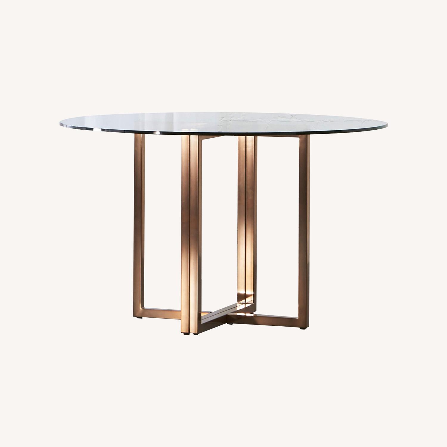 CB2 Glass Dining Table and Chairs - image-0