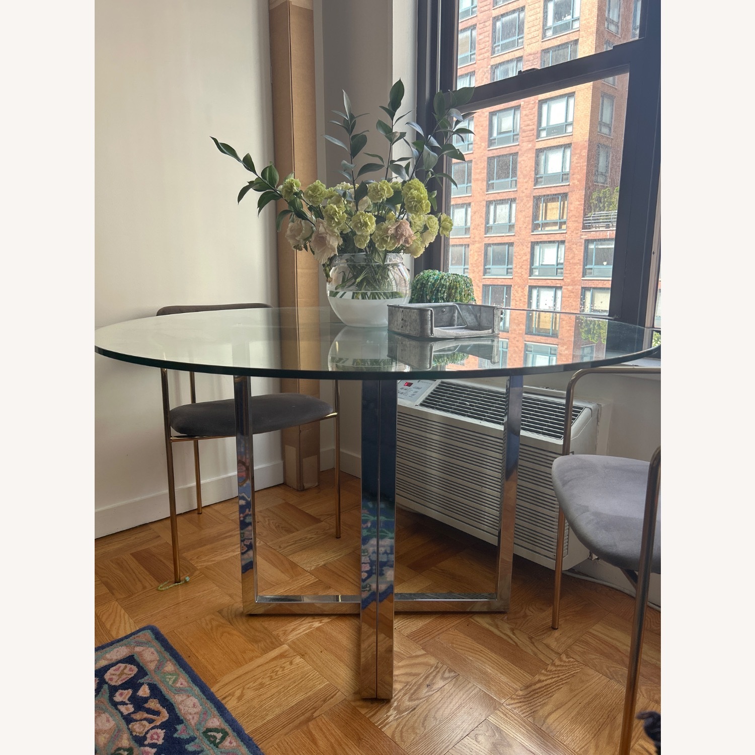 CB2 Glass Dining Table and Chairs - image-1