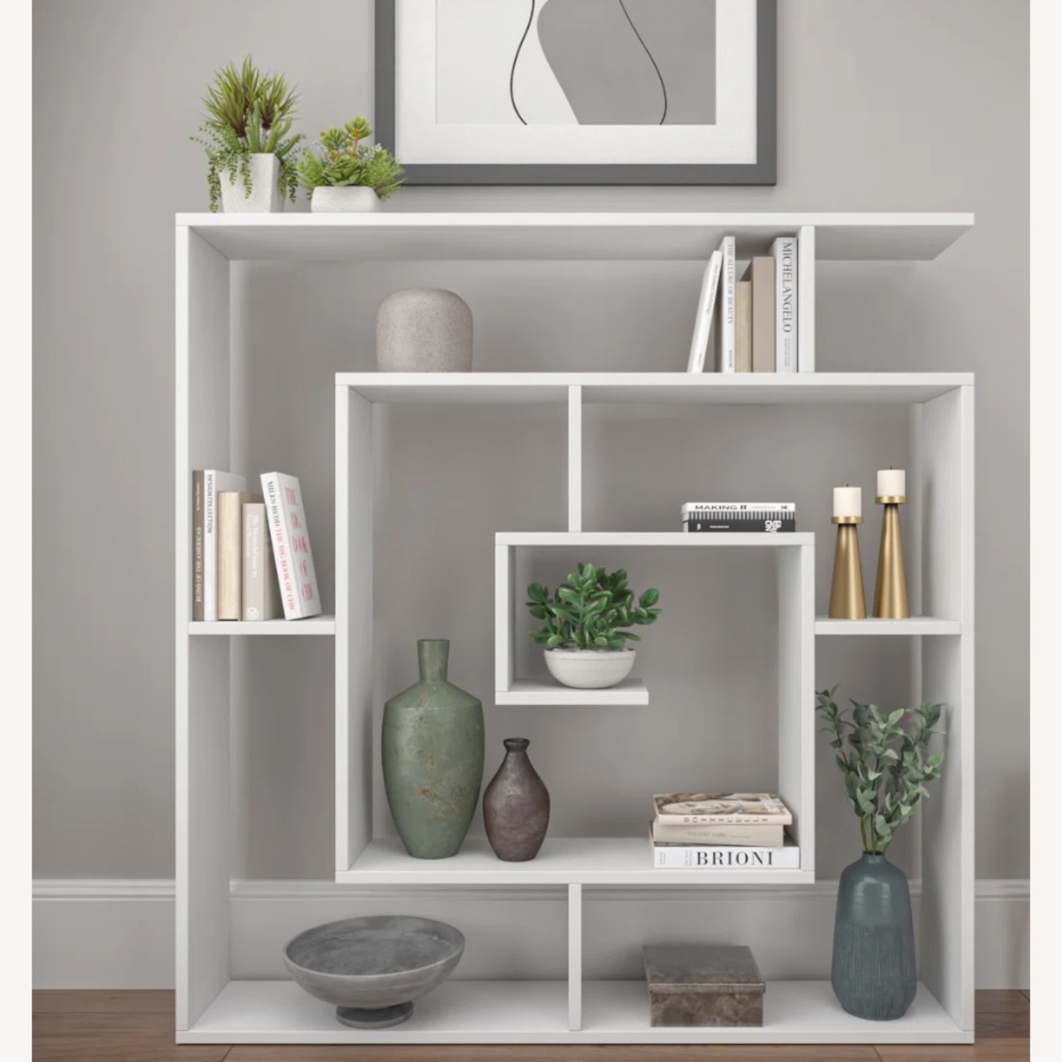 Wayfair Abston White Geometric Bookcase - image-6