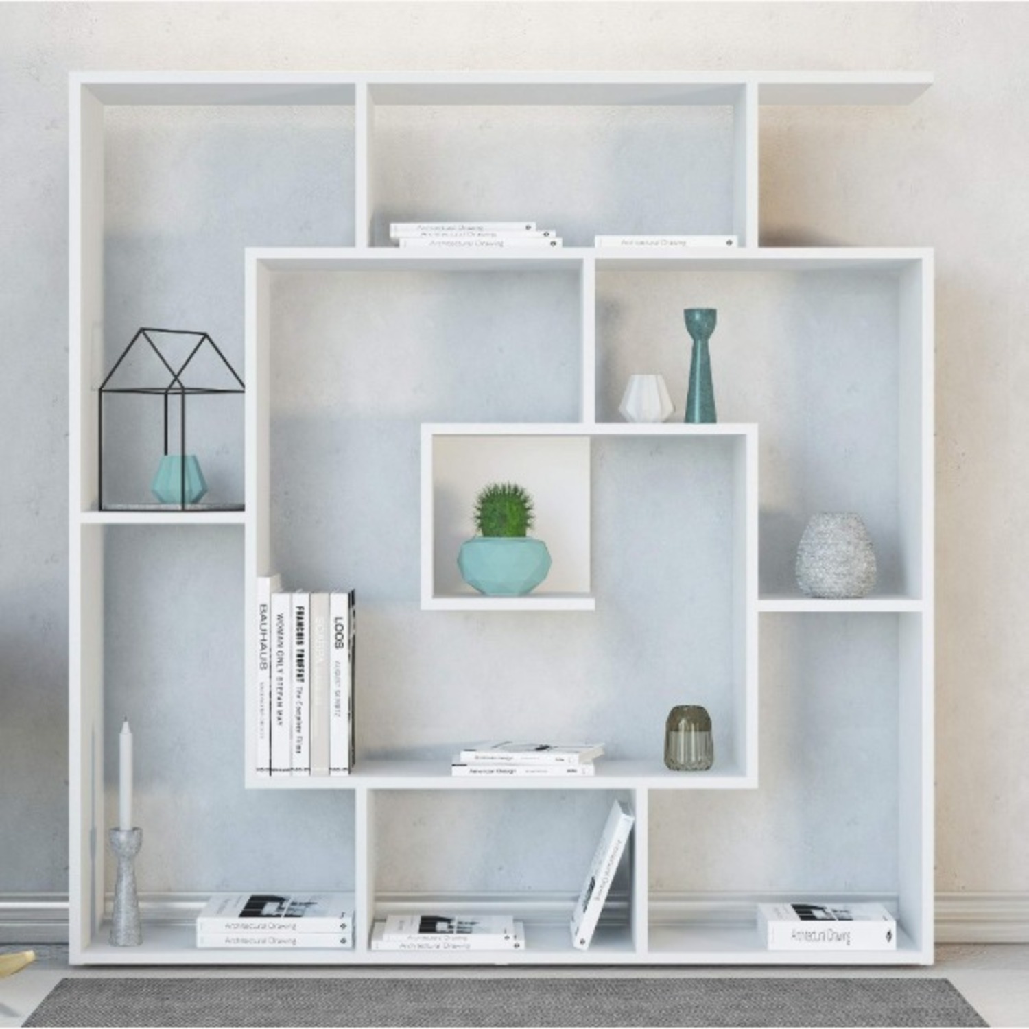 Wayfair Abston White Geometric Bookcase - image-1