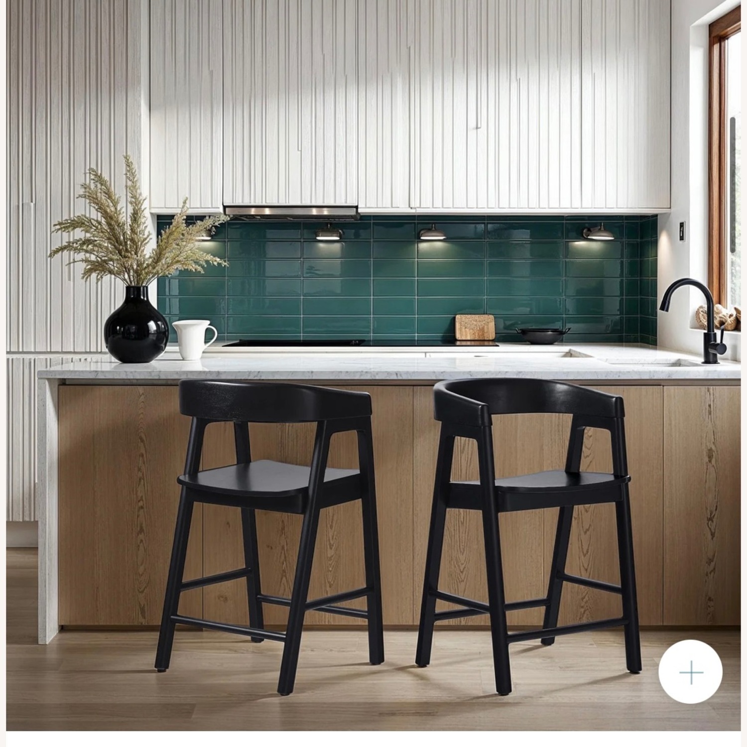 Set of 3 Counter Height Bar Stools Black - image-1