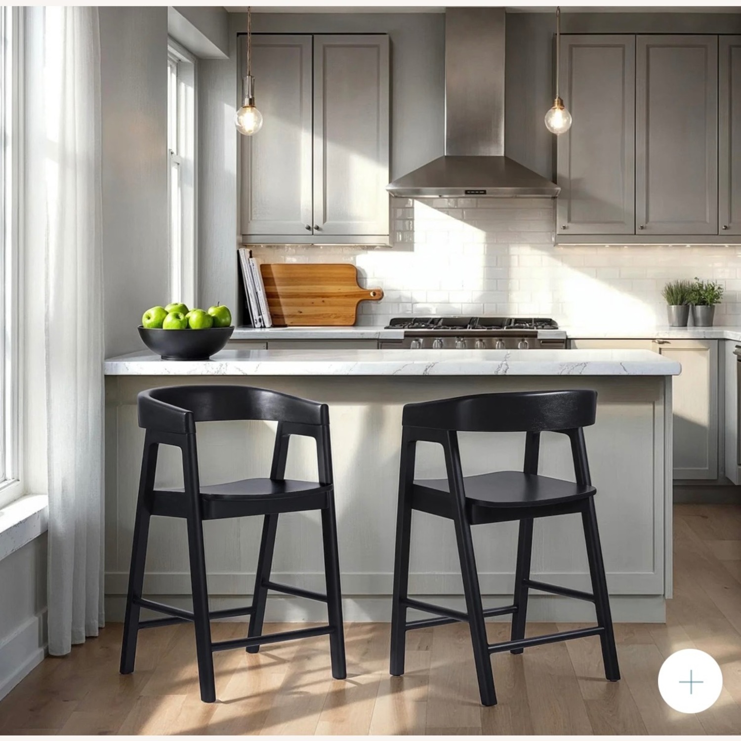 Set of 3 Counter Height Bar Stools Black - image-3