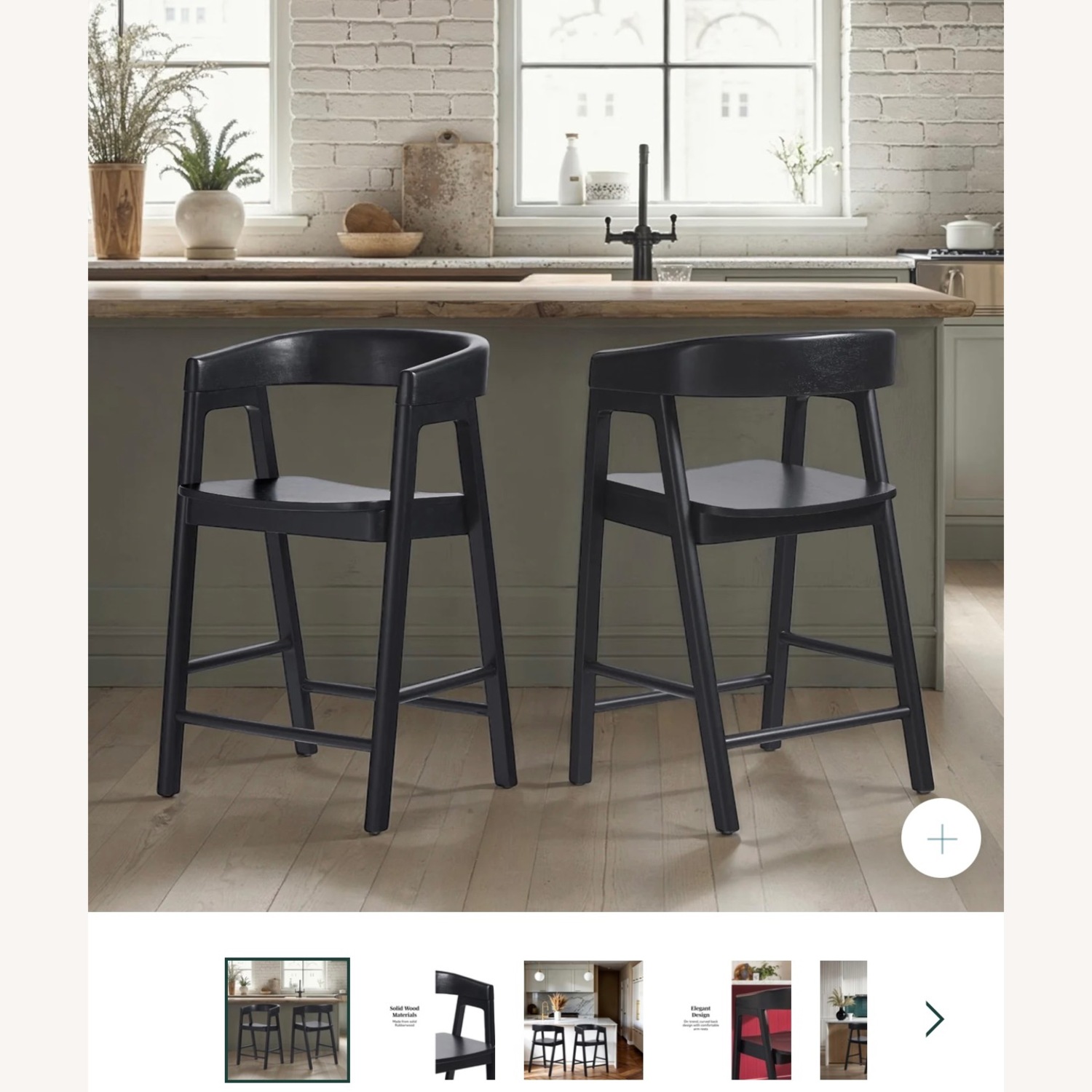 Set of 3 Counter Height Bar Stools Black - image-7