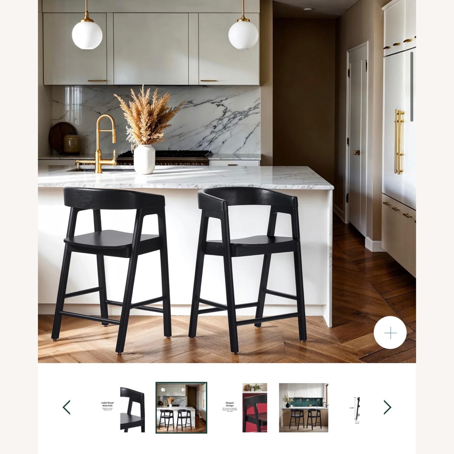 Set of 3 Counter Height Bar Stools Black - image-8