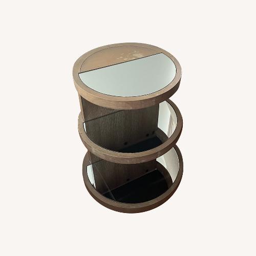 Used Hooker Round Beige Gray Side Table for sale on AptDeco