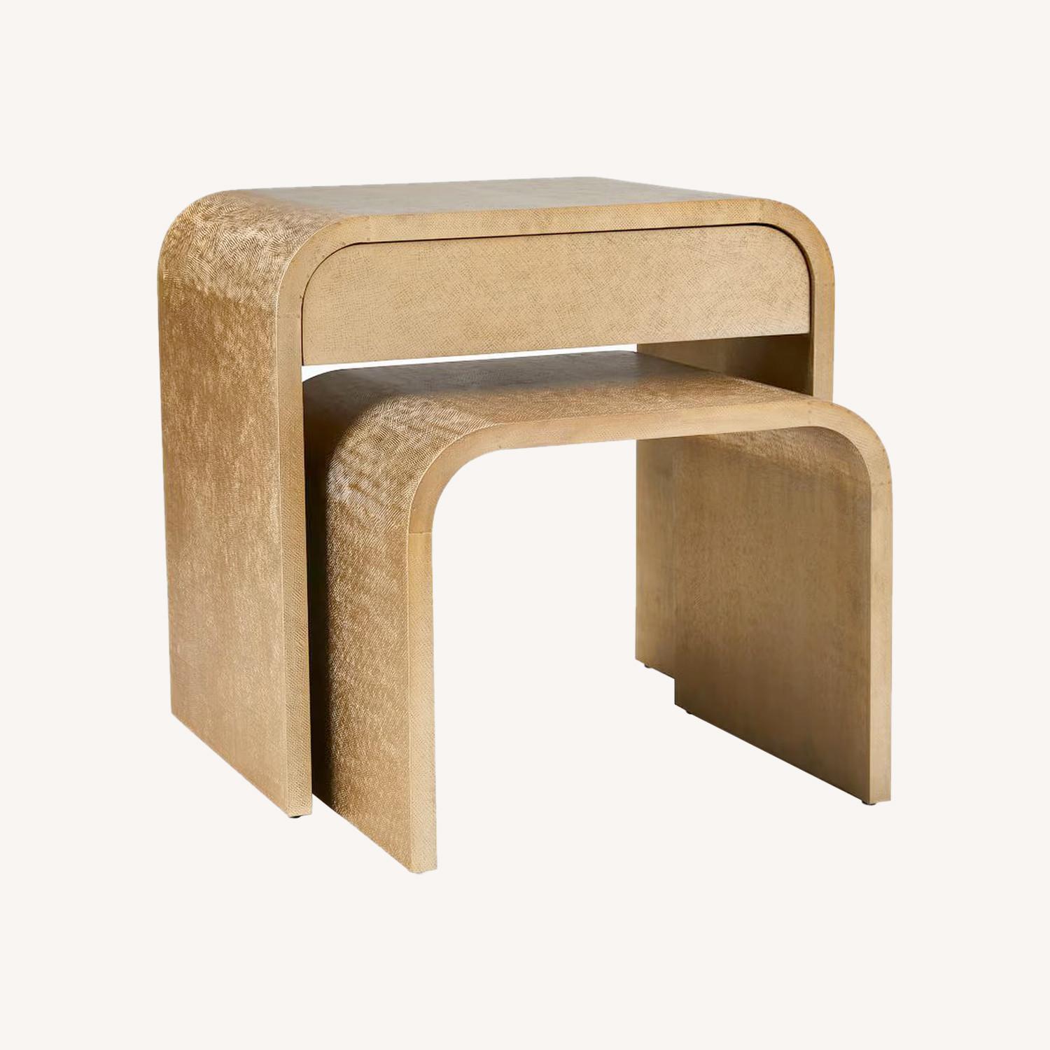 West Elm Vella Gold Nesting Table Nightstands - image-0