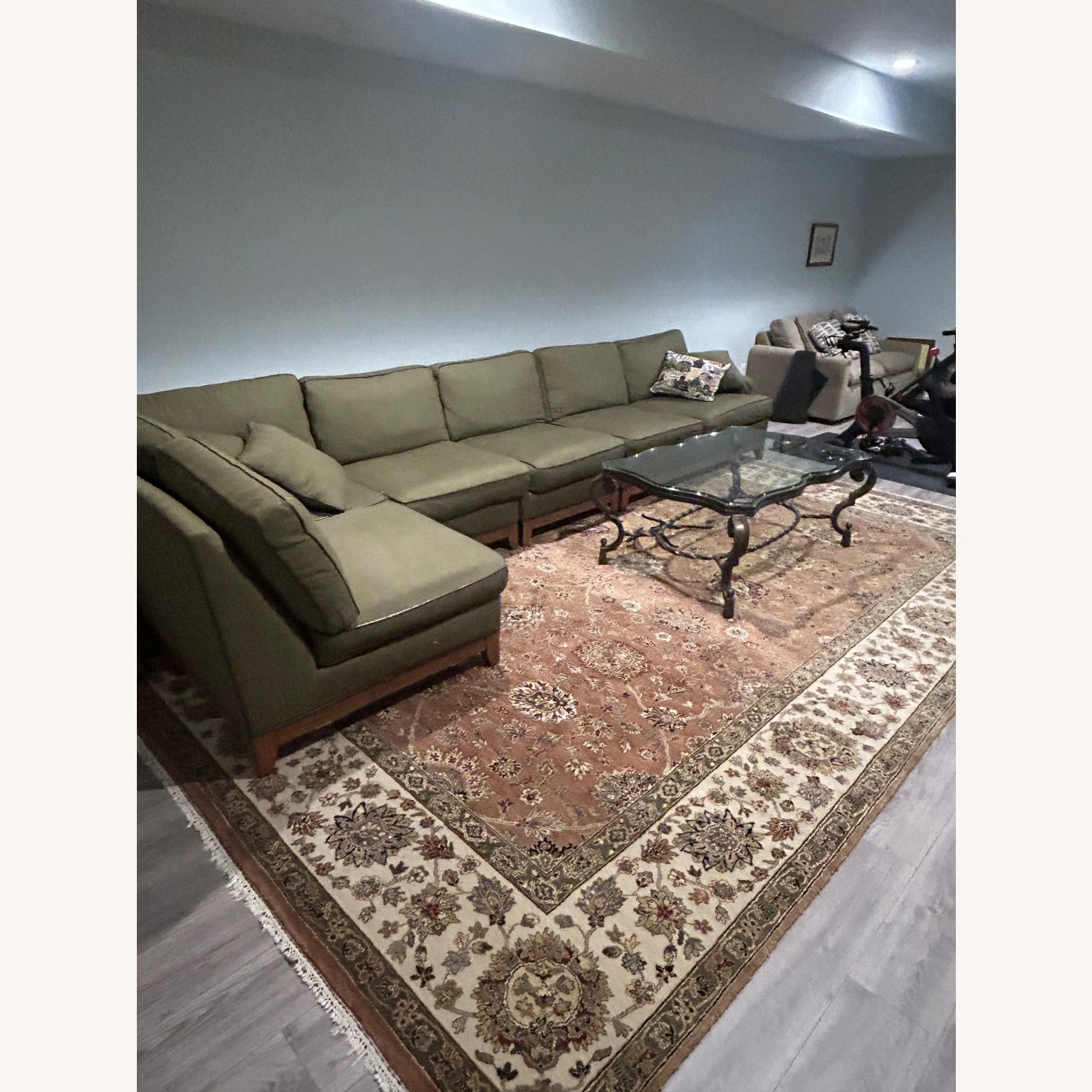 Ethan Allen Sectional W Leather Piping - image-5