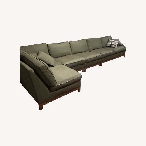 Used Ethan Allen Sectional W Leather Piping for sale on AptDeco