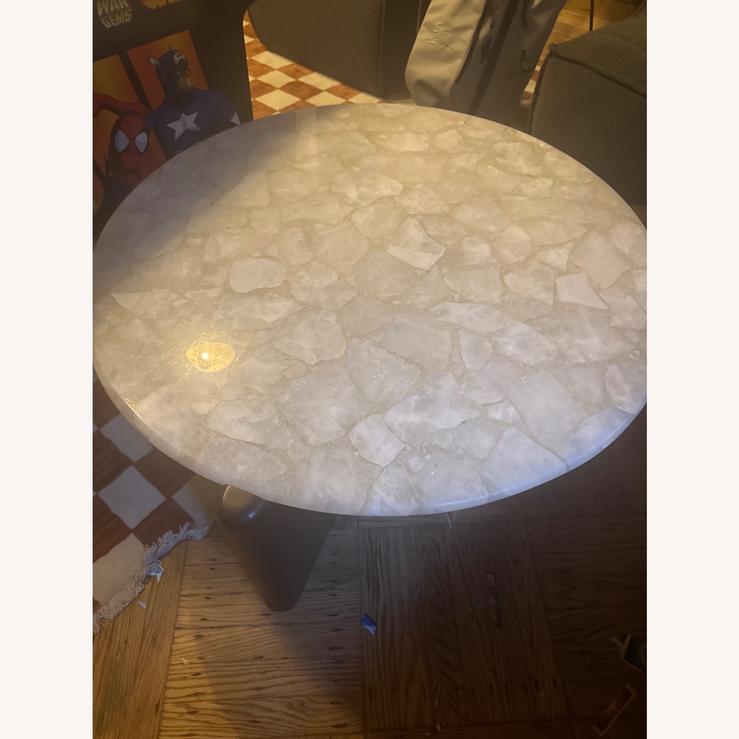 CB2 Santoro 37" Round White Quartz Coffee Table - image-6
