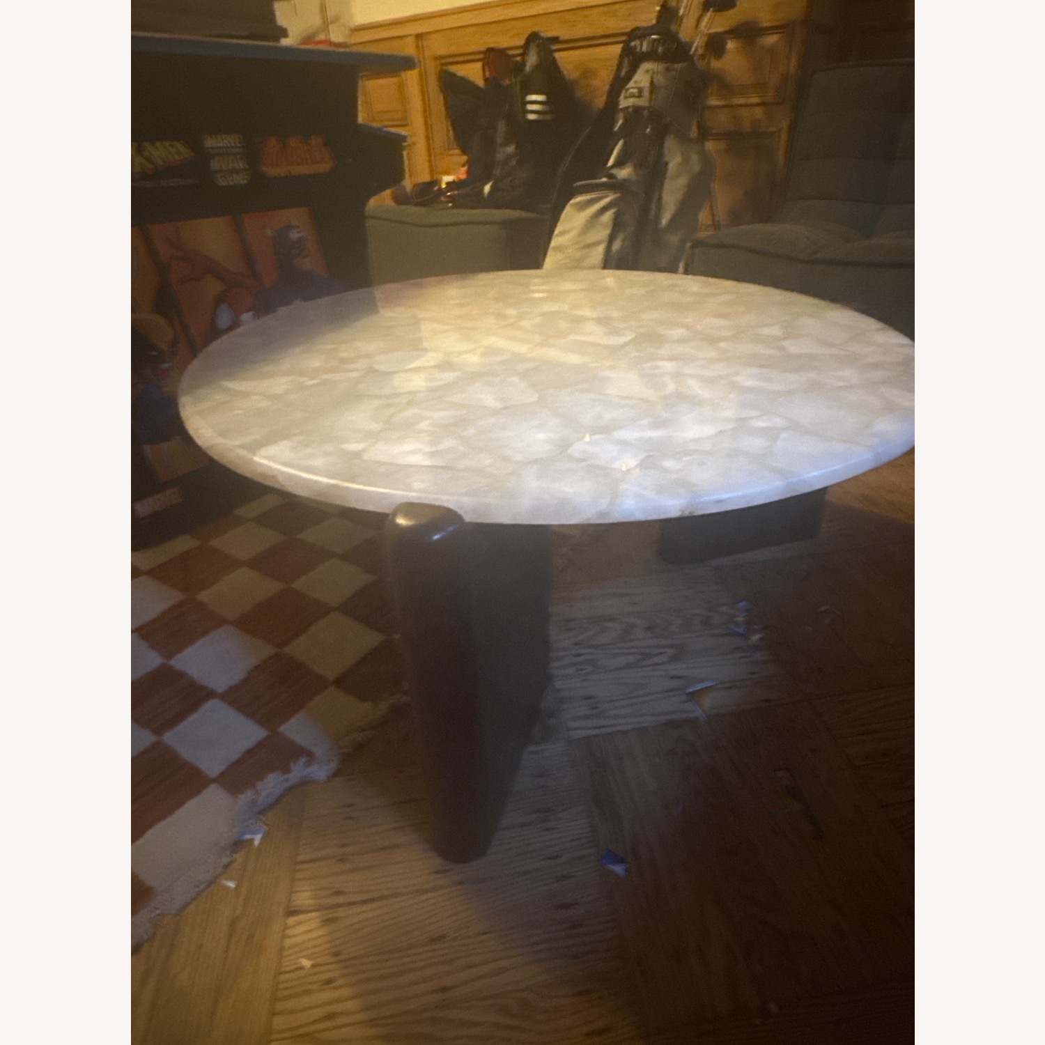 CB2 Santoro 37" Round White Quartz Coffee Table - image-5