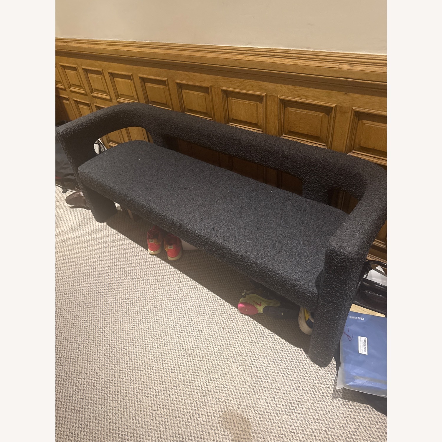 CB2 Stature 67" Black Boucle Bench - image-5