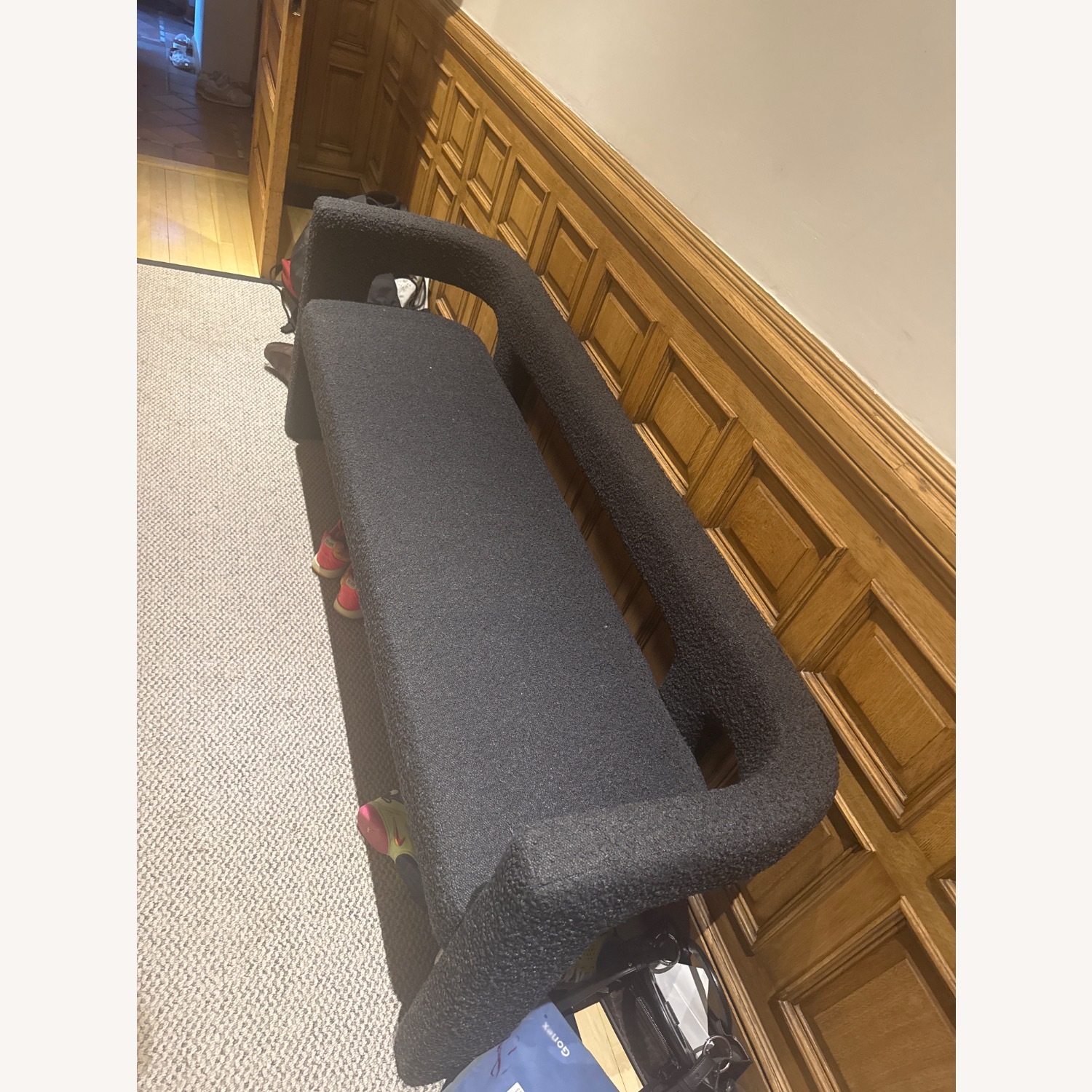 CB2 Stature 67" Black Boucle Bench - image-4