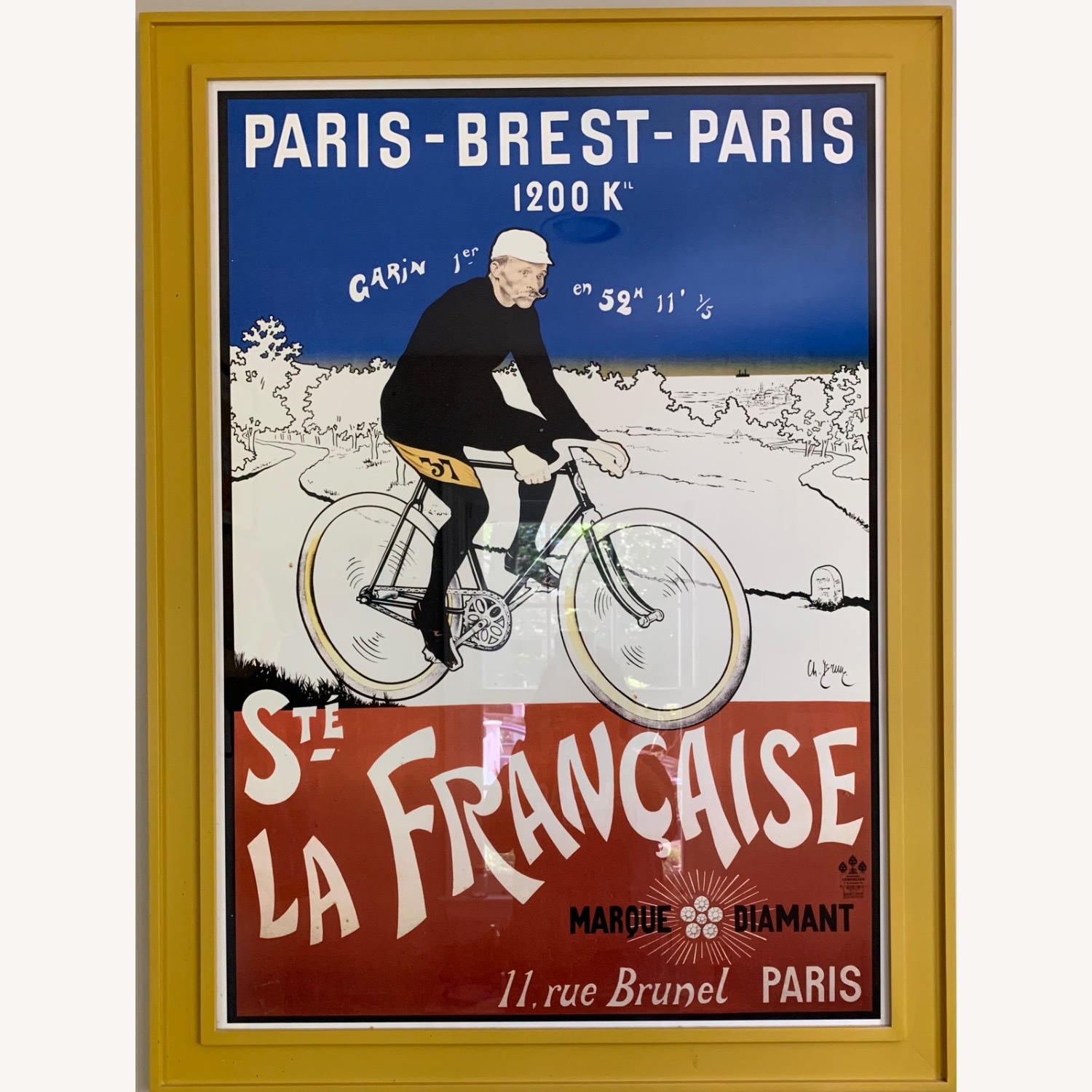 Vintage Style Paris Cyclist Print - image-1