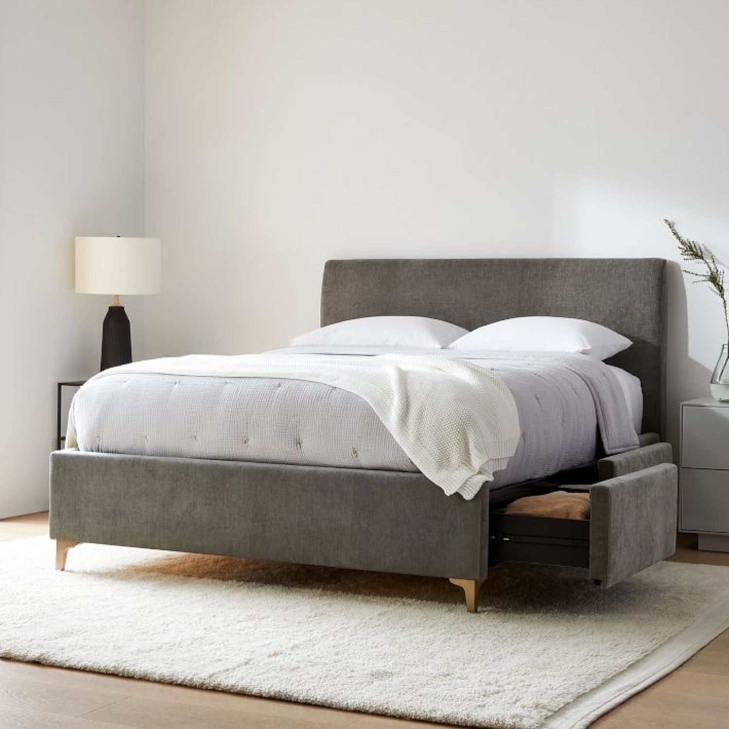 West Elm Andes Bed w Storage Drawers - image-3