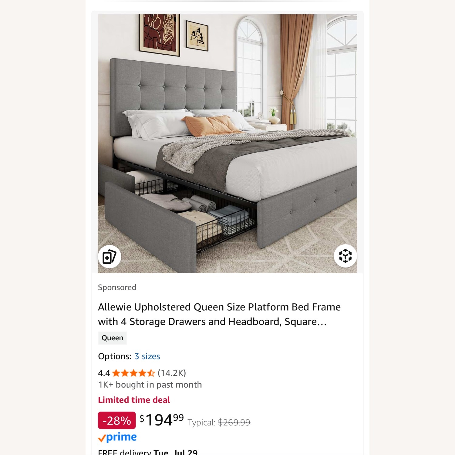 Queen Bed with Storage Drawers - image-1