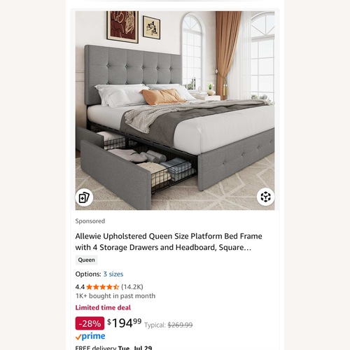 Used Queen Bed with Storage Drawers for sale on AptDeco