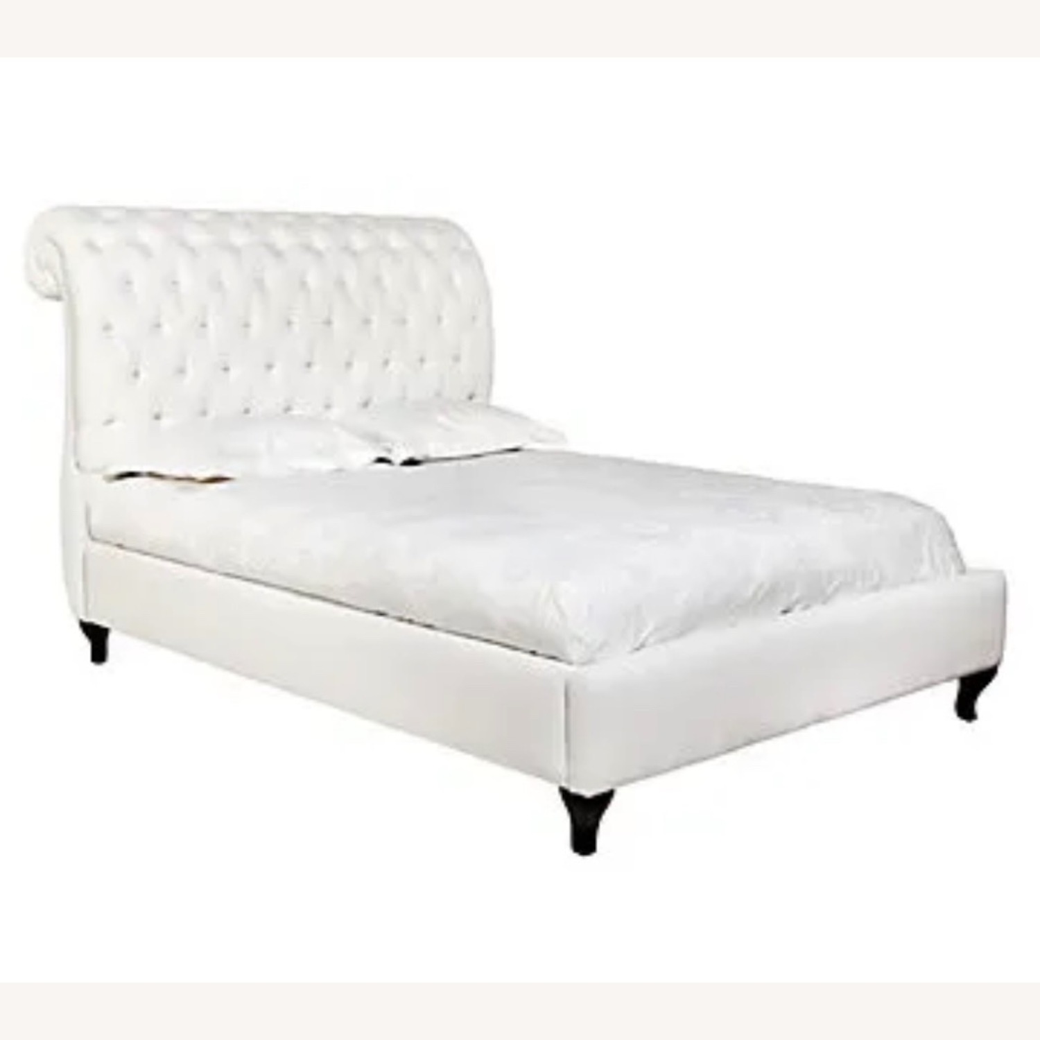 Z Gallerie Ella Bed in Custom White Sheen Fabric - image-0