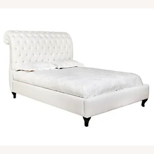 Used Z Gallerie Ella Bed in Custom White Sheen Fabric for sale on AptDeco