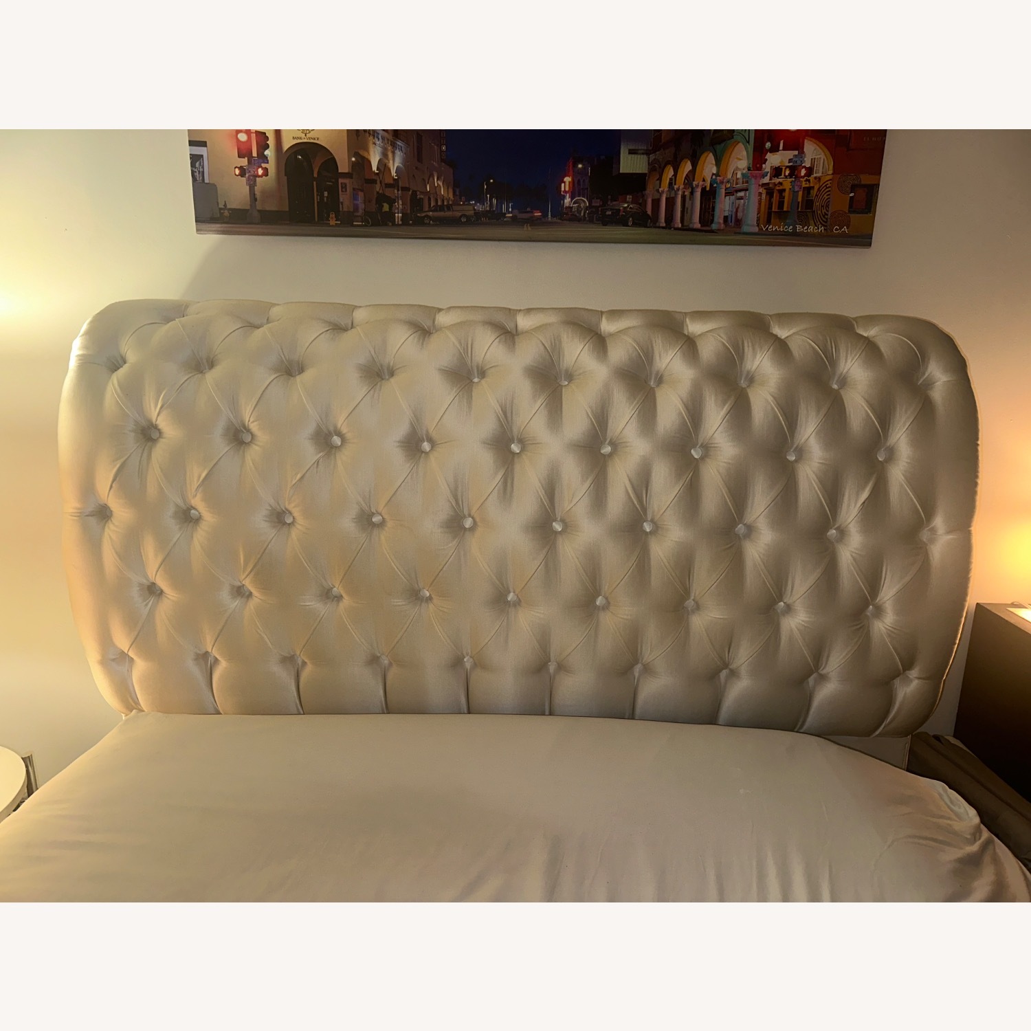 Z Gallerie Ella Bed in Custom White Sheen Fabric - image-3