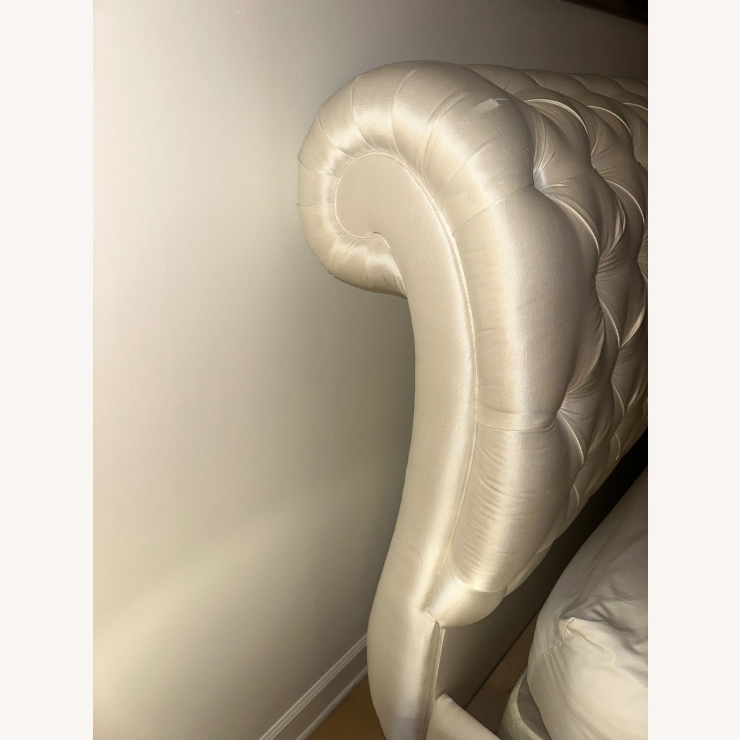 Z Gallerie Ella Bed in Custom White Sheen Fabric - image-2