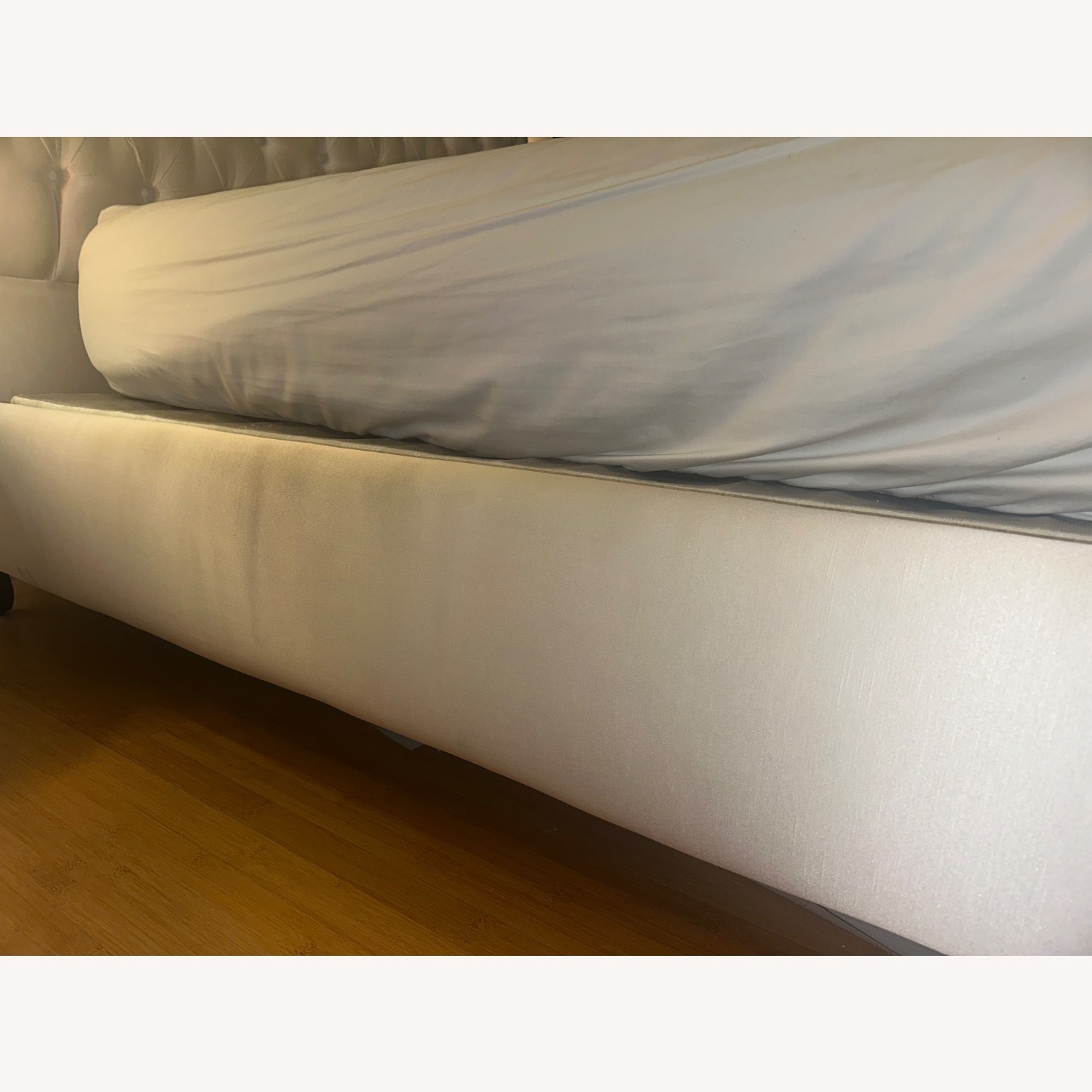 Z Gallerie Ella Bed in Custom White Sheen Fabric - image-4