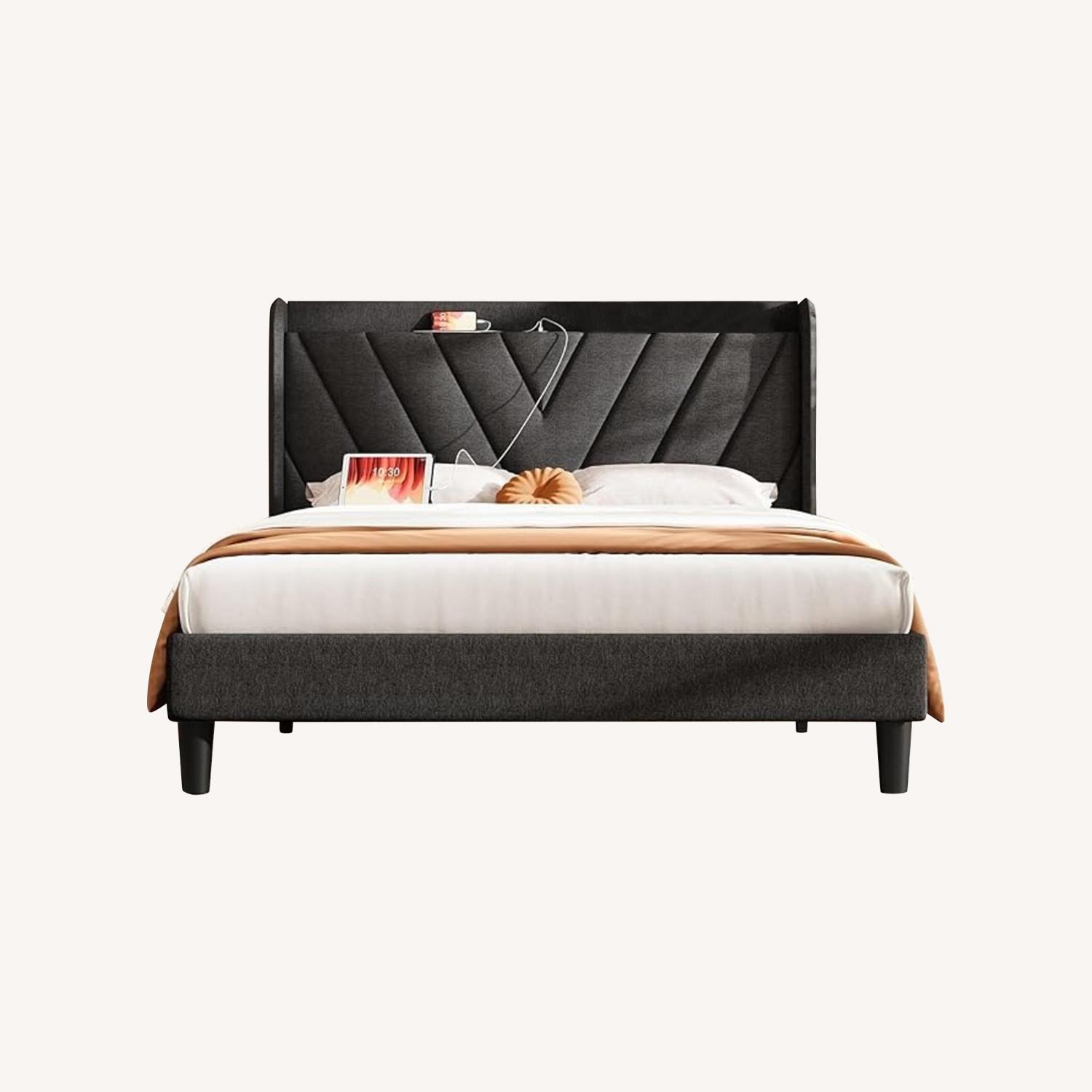 Amazon Queen Bed Frame Dark Gray - image-0
