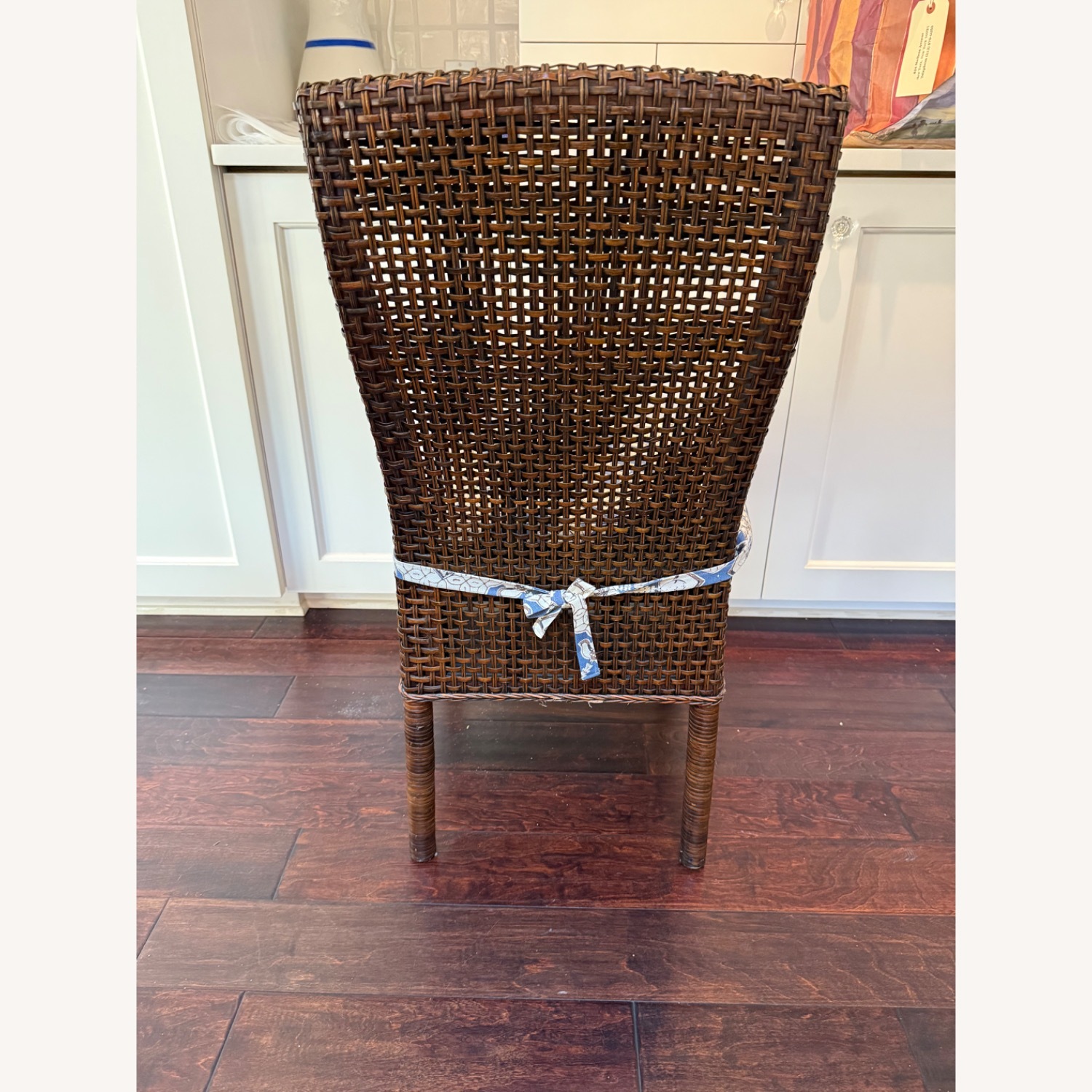 8 Handwoven Rattan Dining Chairs W Cushions - image-4
