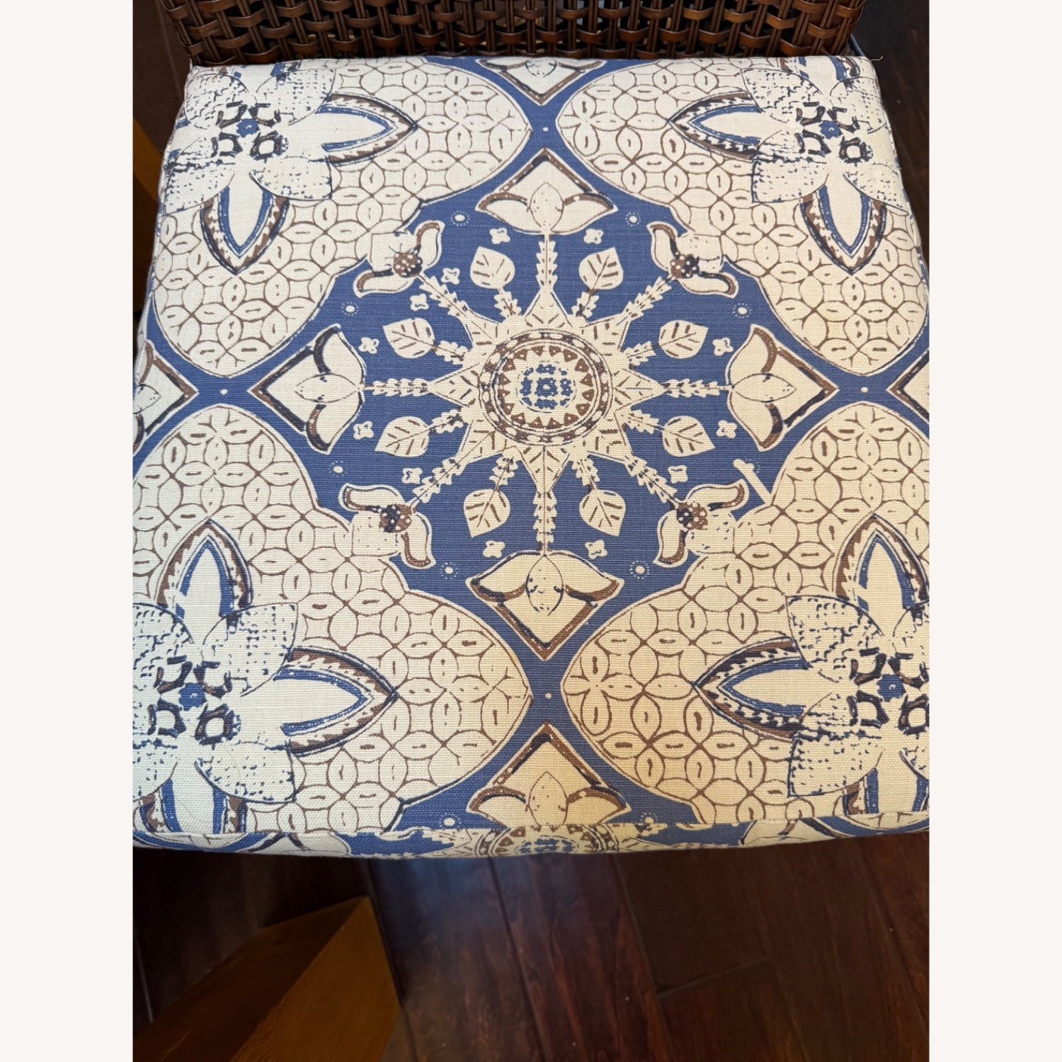 8 Handwoven Rattan Dining Chairs W Cushions - image-3