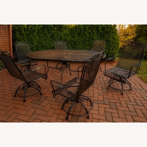 Used Meadow Craft "Dogwood" iron Family Patio Set for sale on AptDeco