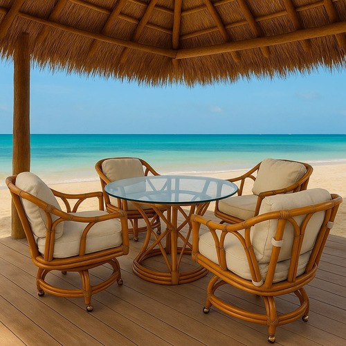 Used Ficks Reed Rattan Dining Set for sale on AptDeco