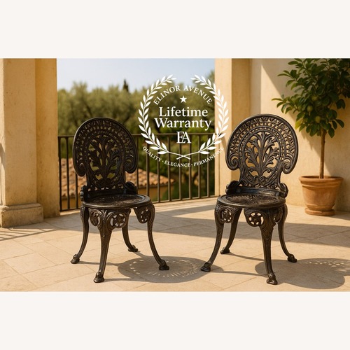 Used Two Antique Baroque Cast Iron Garden Chairs for sale on AptDeco