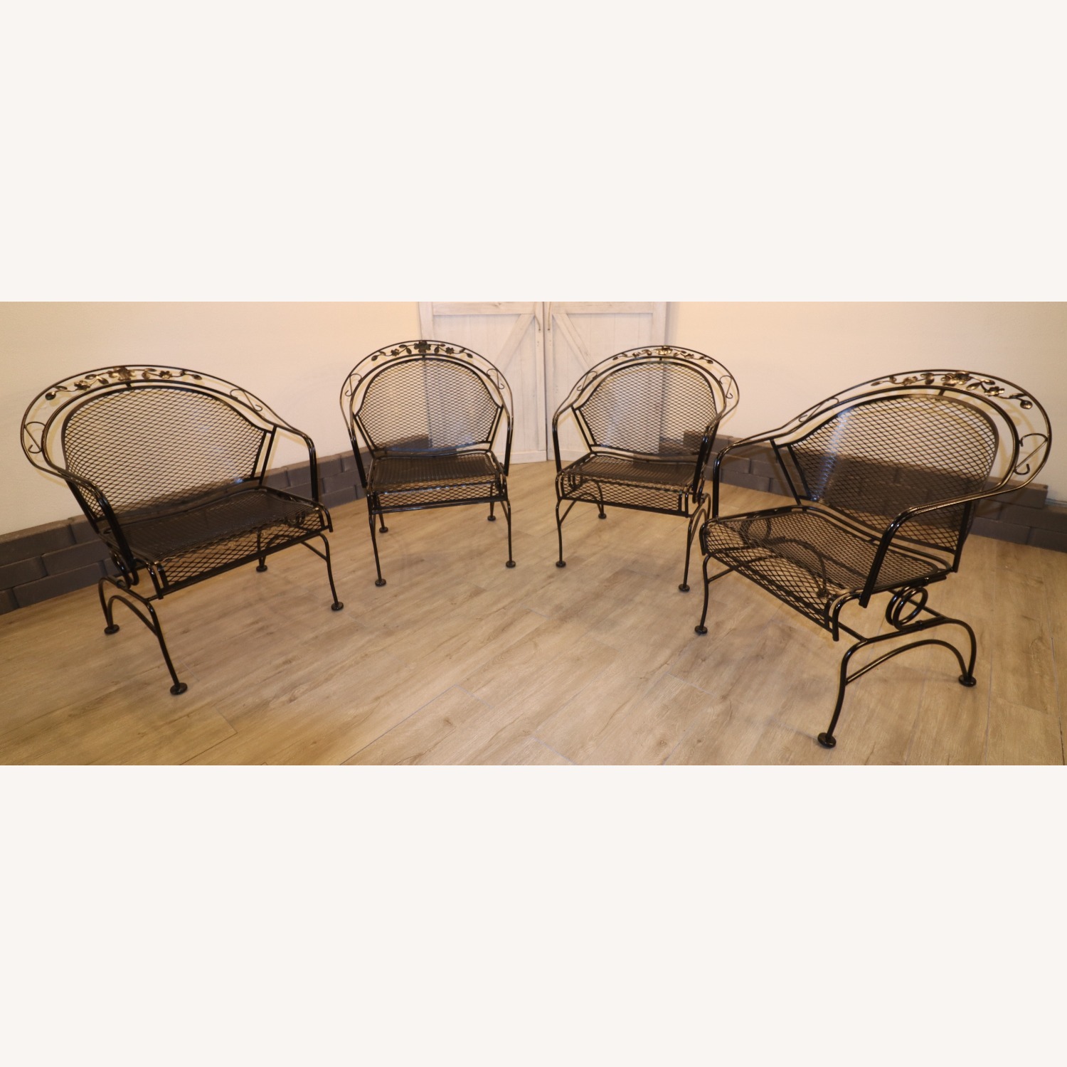 Woodard "Peony Flower" Wrought Iron Barrel Chairs - image-7