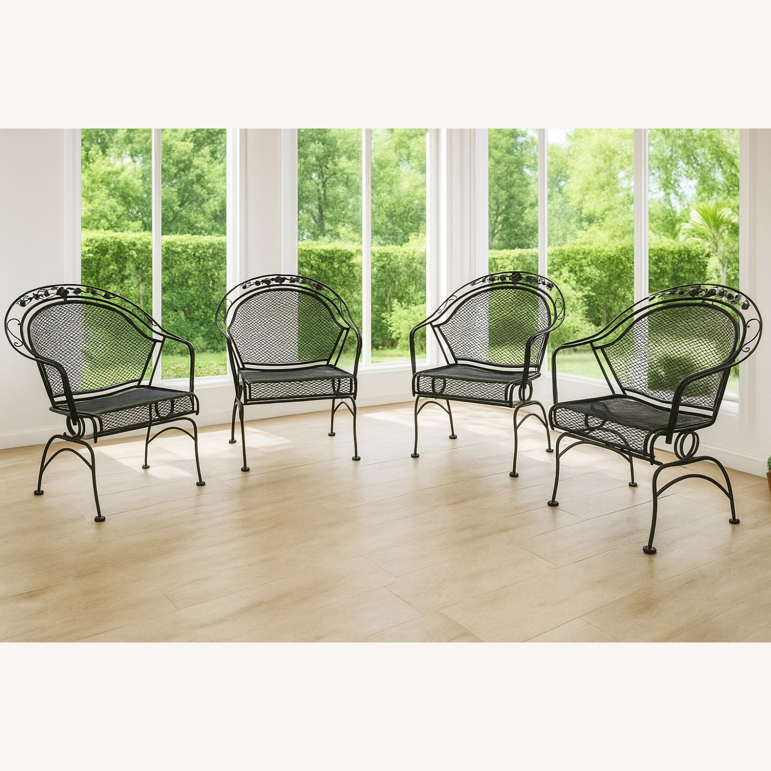 Woodard "Peony Flower" Wrought Iron Barrel Chairs - image-1