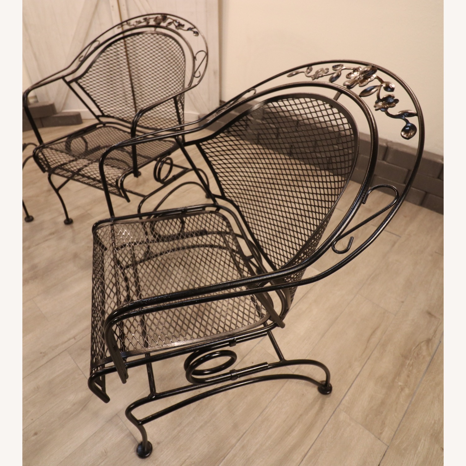 Woodard "Peony Flower" Wrought Iron Barrel Chairs - image-8