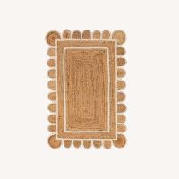 White Trim Jute Scallop Braided Handmade Rug