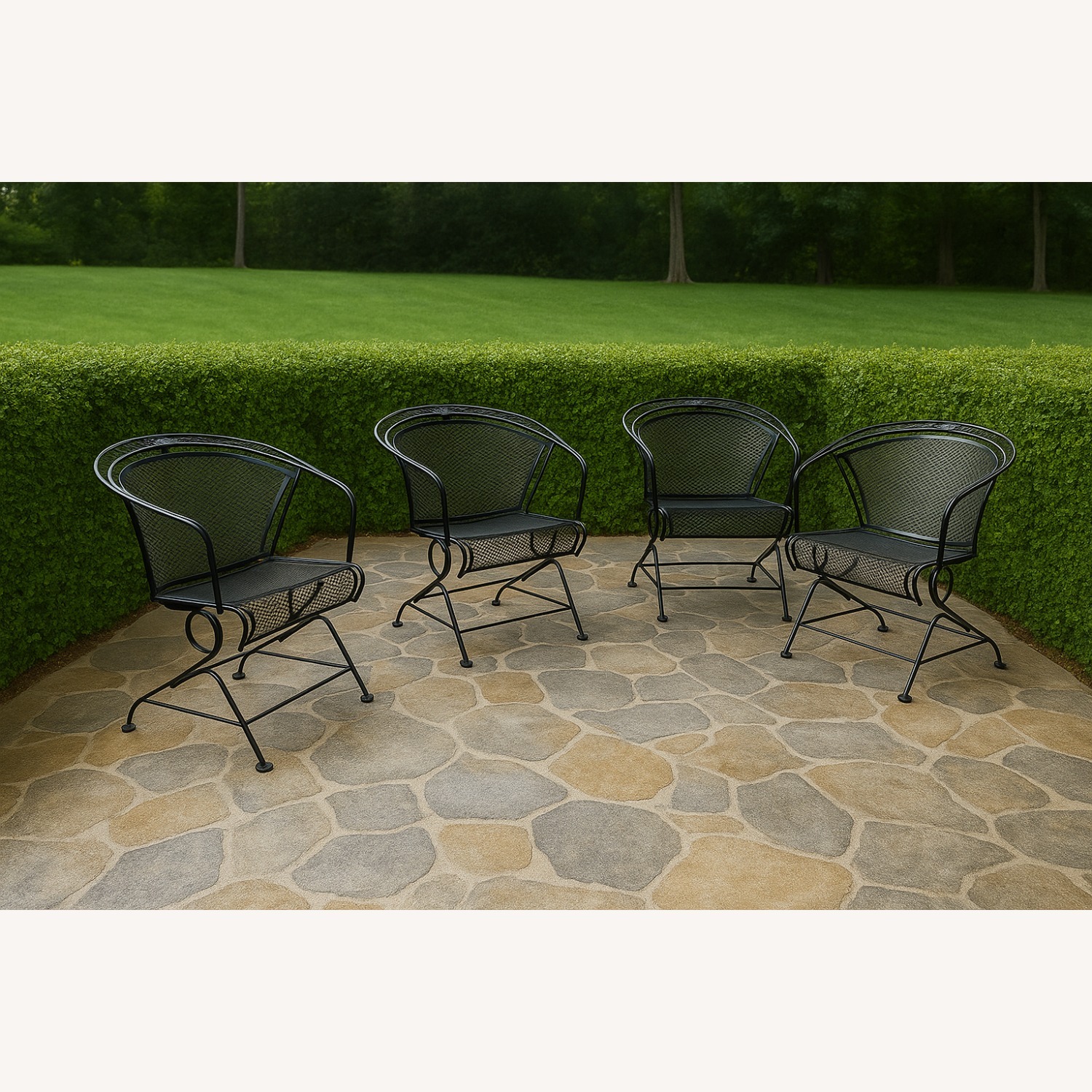 Meadow Craft Floral and Leaf Coil Spring Chairs - image-0