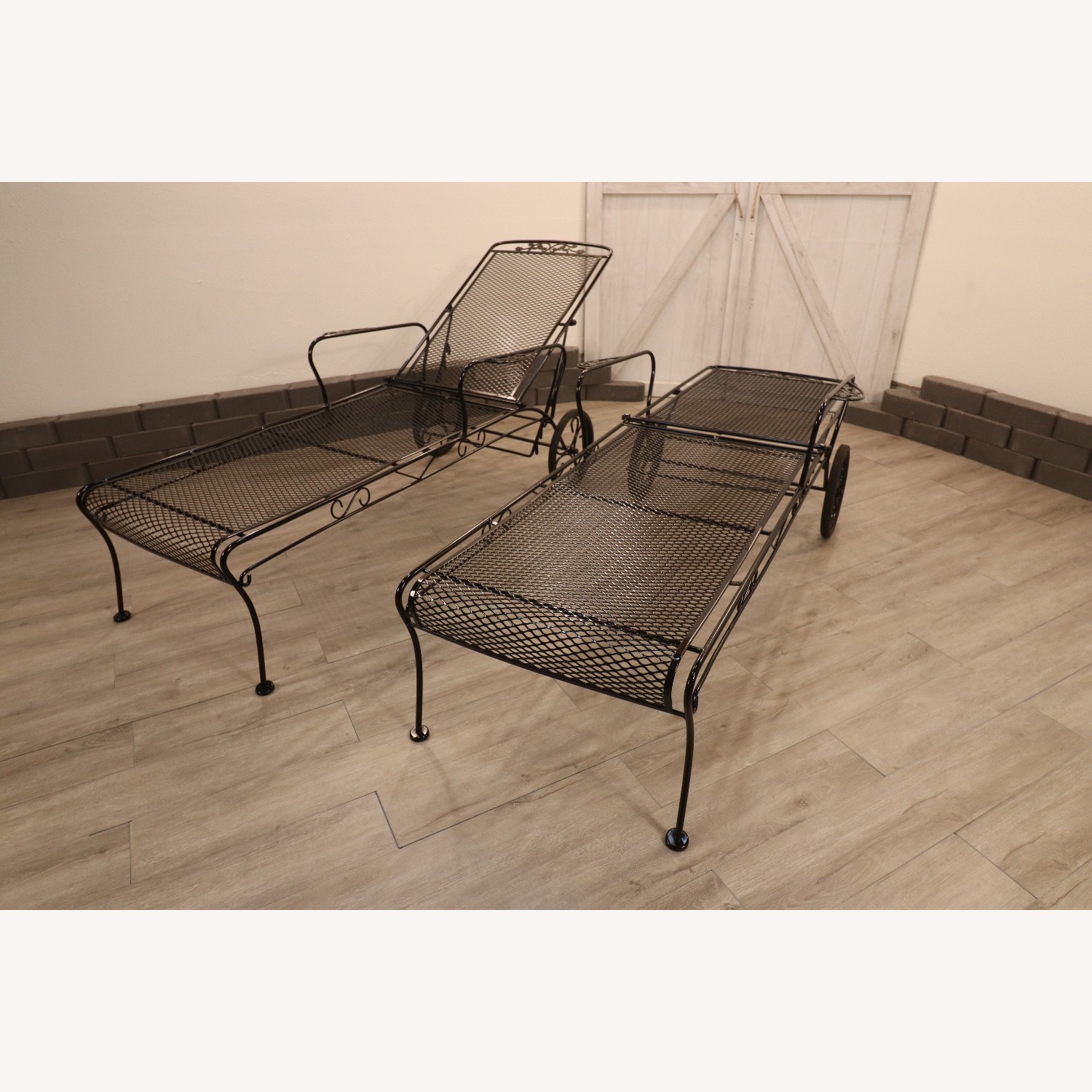 Acorn and Oak Leaf Wrought Iron Chaise Loungers - image-10