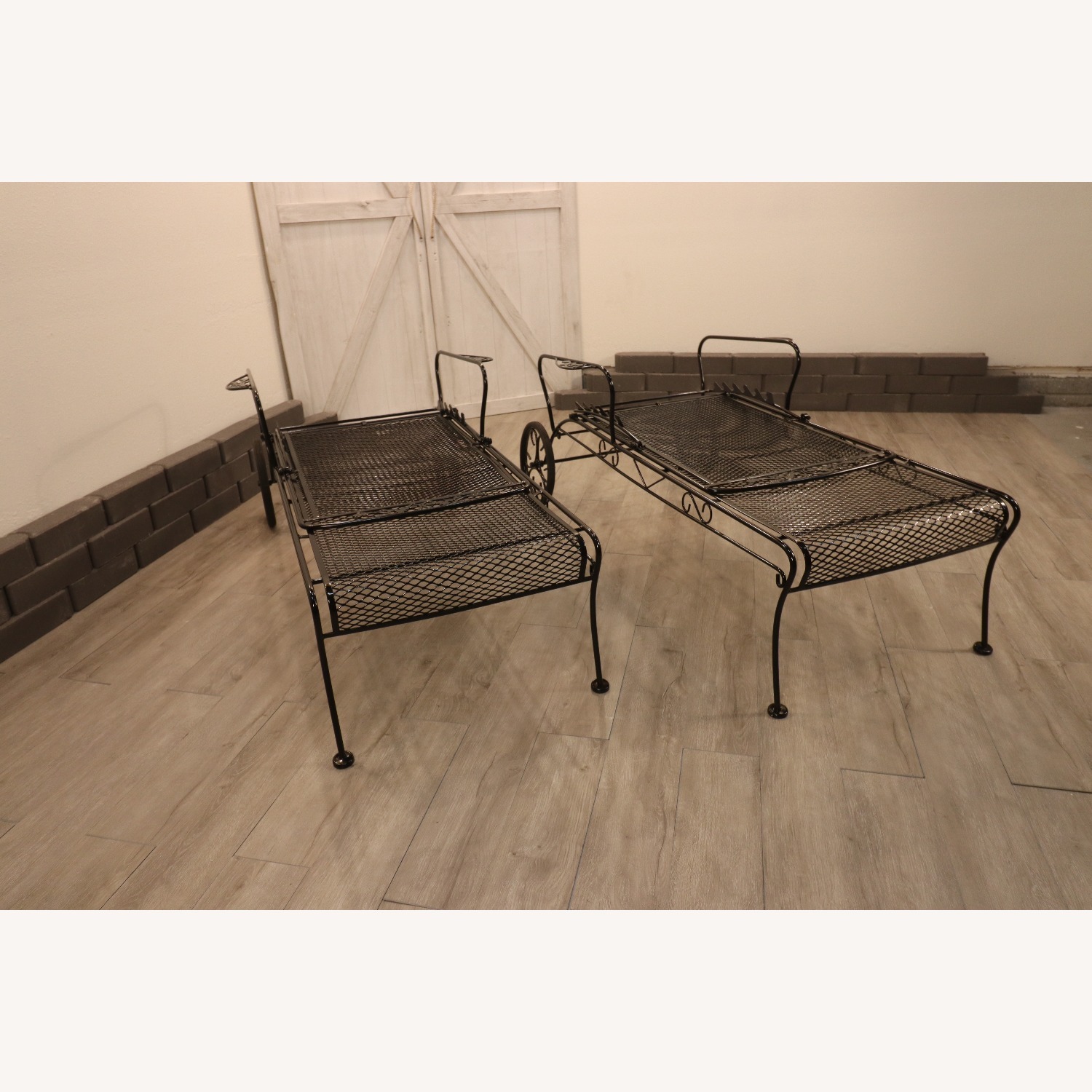 Acorn and Oak Leaf Wrought Iron Chaise Loungers - image-2