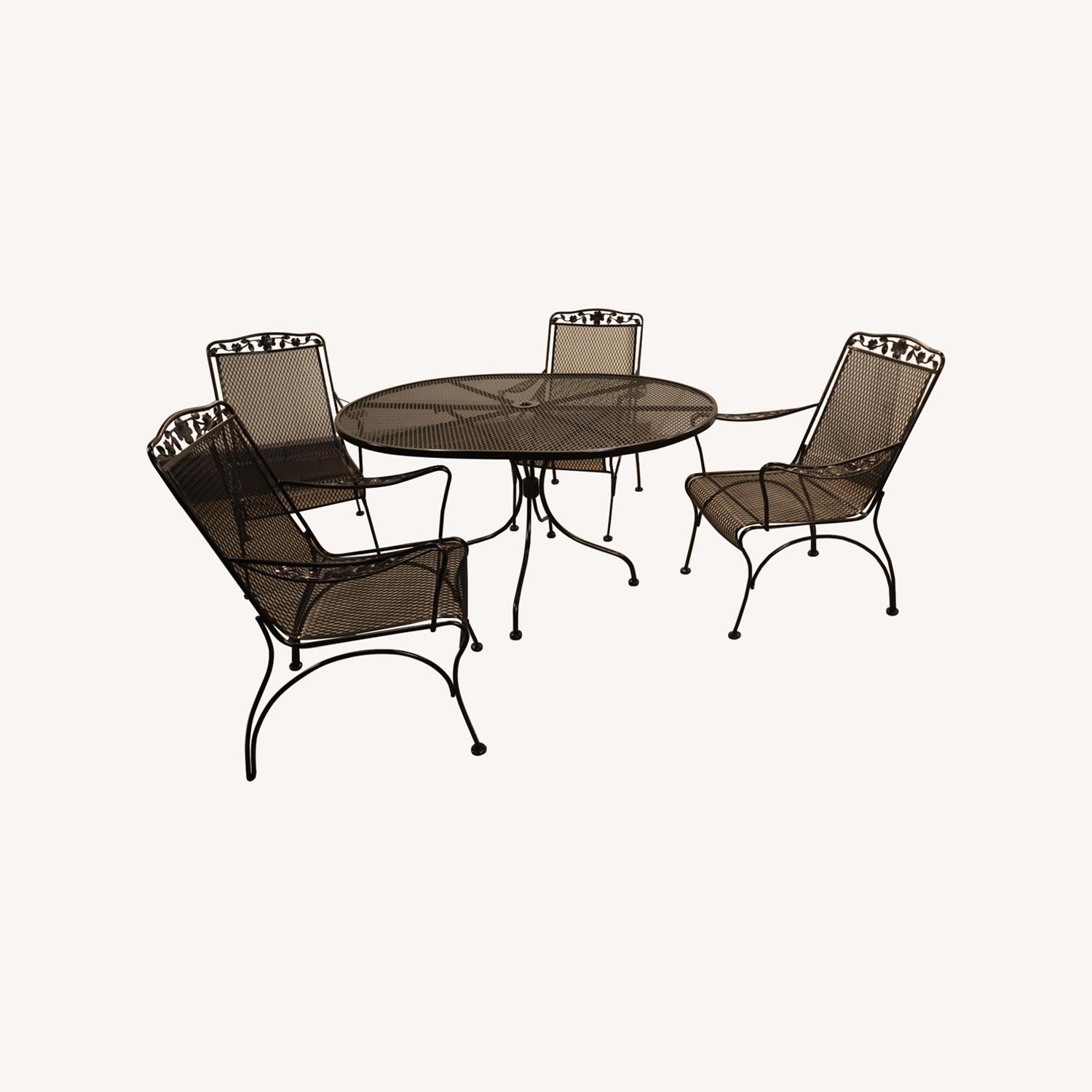 Vintage Flower and Leaf Wrought Iron Dining Set - image-11