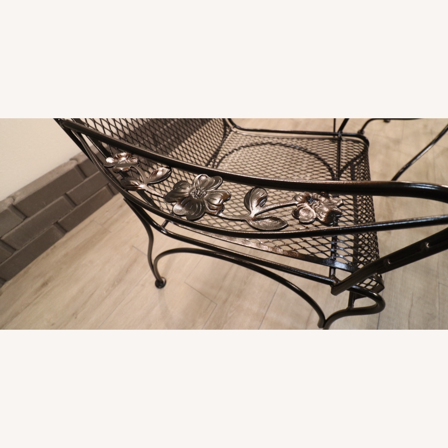 Vintage Flower and Leaf Wrought Iron Dining Set - image-5