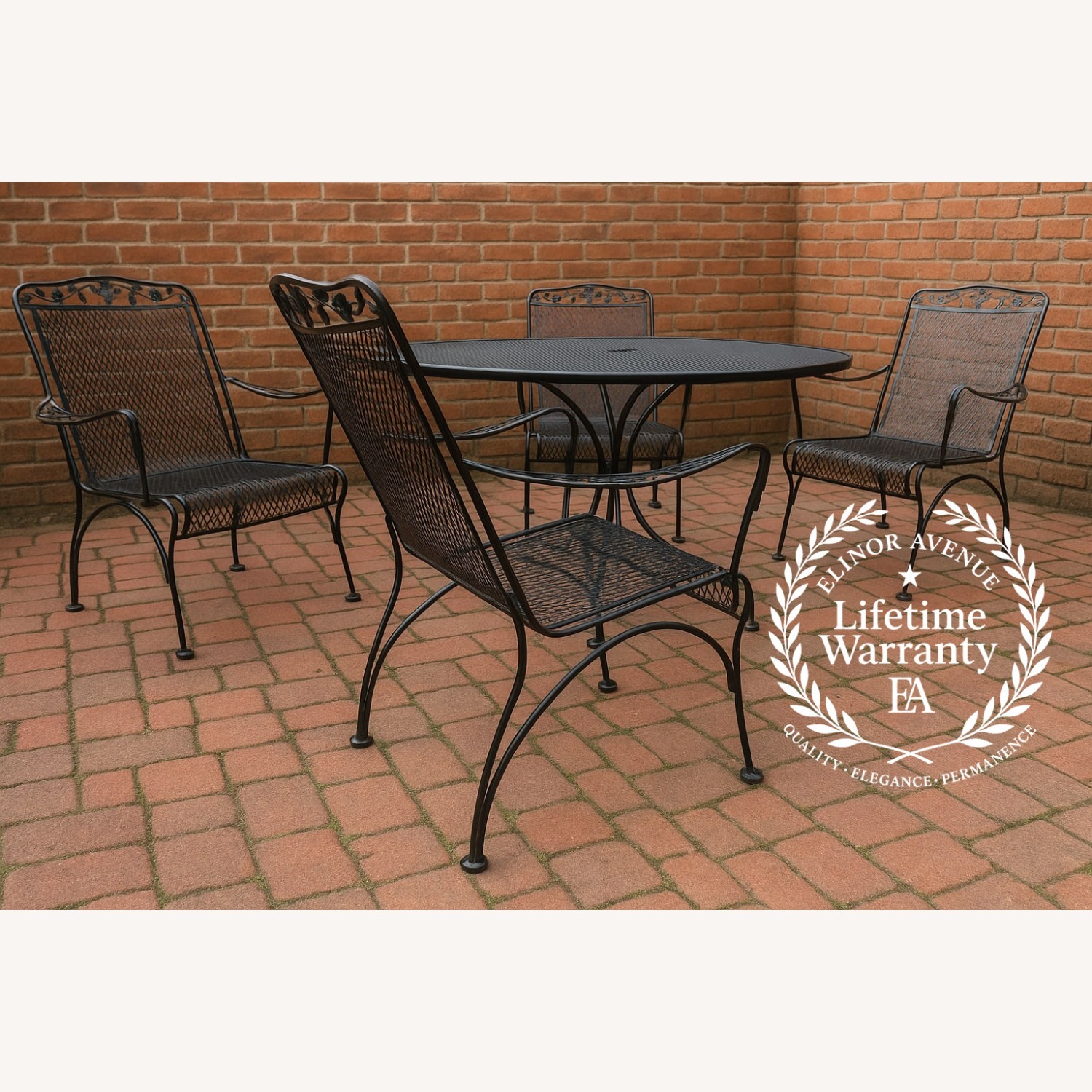 Vintage Flower and Leaf Wrought Iron Dining Set - image-0