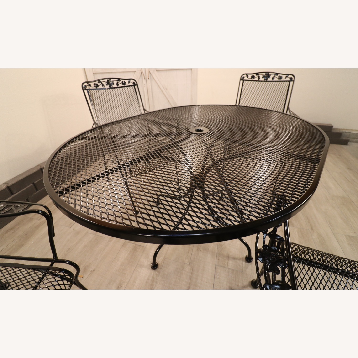 Vintage Flower and Leaf Wrought Iron Dining Set - image-10