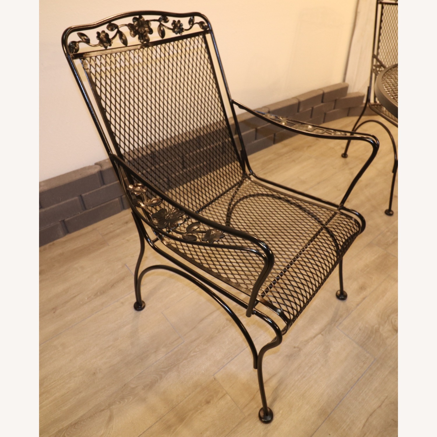 Vintage Flower and Leaf Wrought Iron Dining Set - image-4