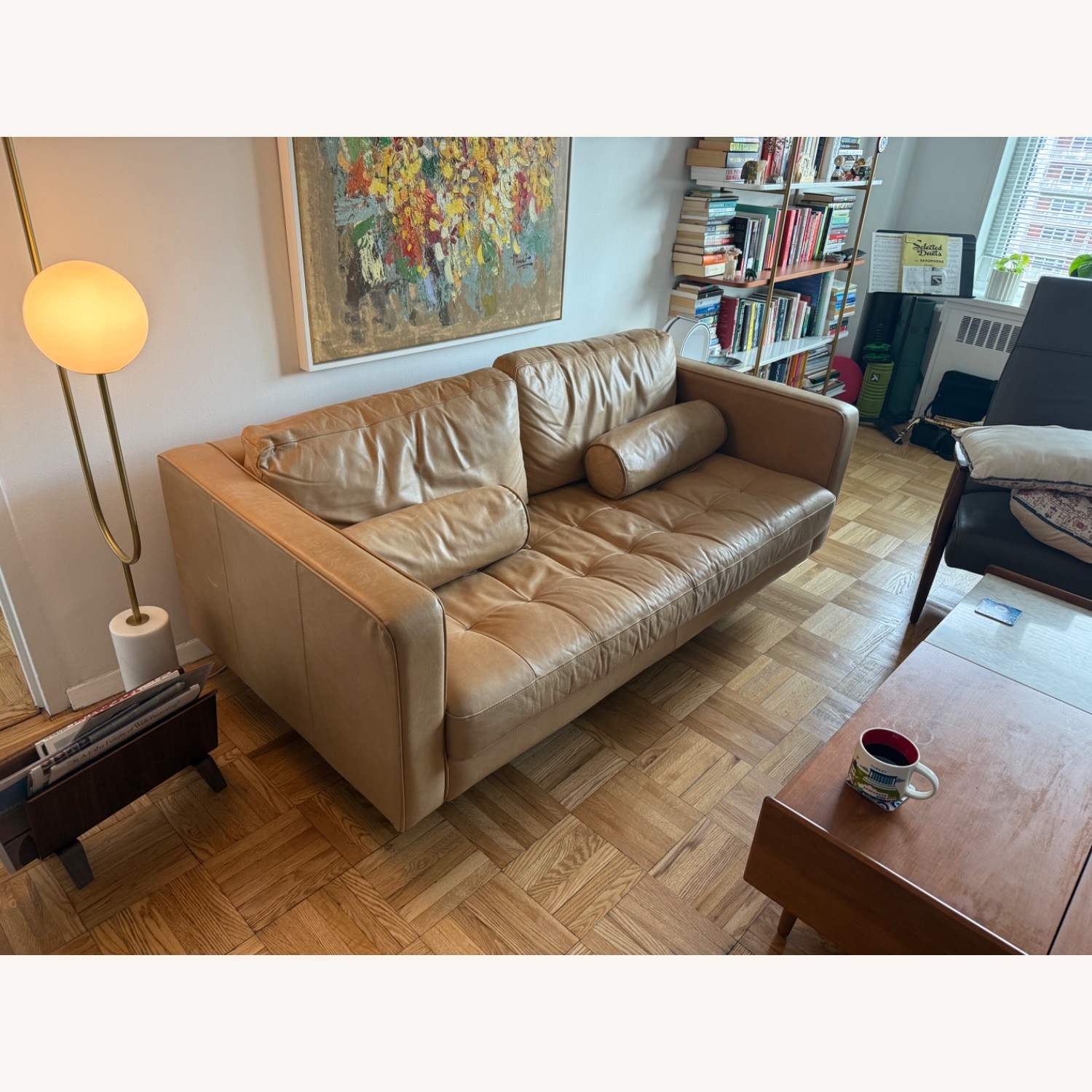 Sven 72" Tufted Leather Loveseat - Charme Tan - image-2