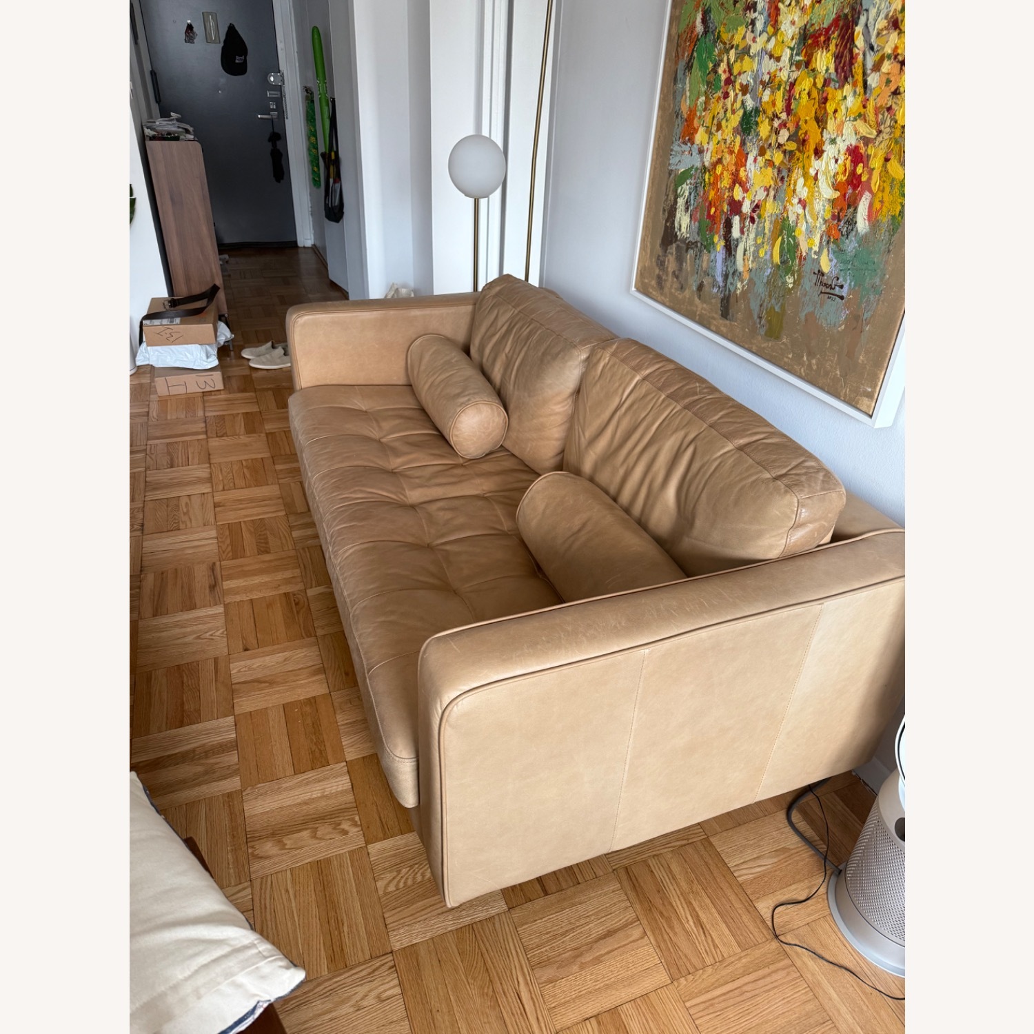 Sven 72" Tufted Leather Loveseat - Charme Tan - image-3